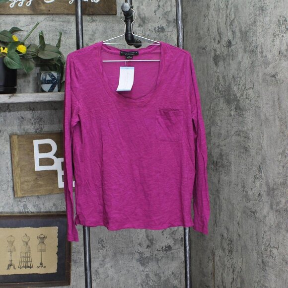 NWT Sanctuary Dylan Scoop Neck Long Sleeve T-Shirt Tee L Magenta Rose Pink - Picture 2 of 5